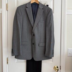 Van Heusen Gray Blazer 40R + Perry Ellis Navy Pants 34x32 - Men’s Suit Set
